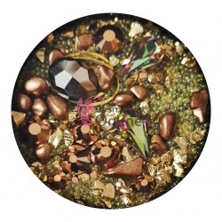 Perlute caviar CAV037 Gold metalizat cu strasuri si decor metal